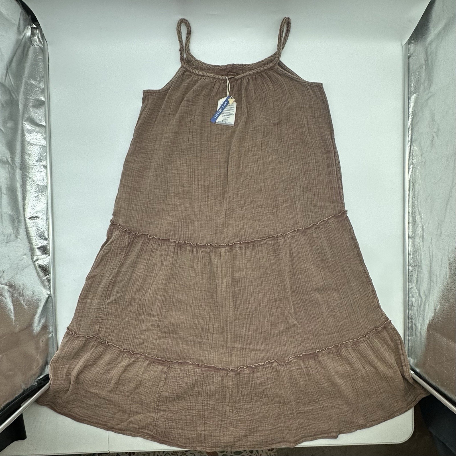 April Cornell Free Spirit Size Large Weathered Birch Sleeveless Midi Gauze NWT