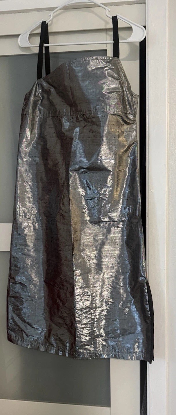 Gabriele Strehle Jeans Germany black mini dress Shiny Foil designer size M