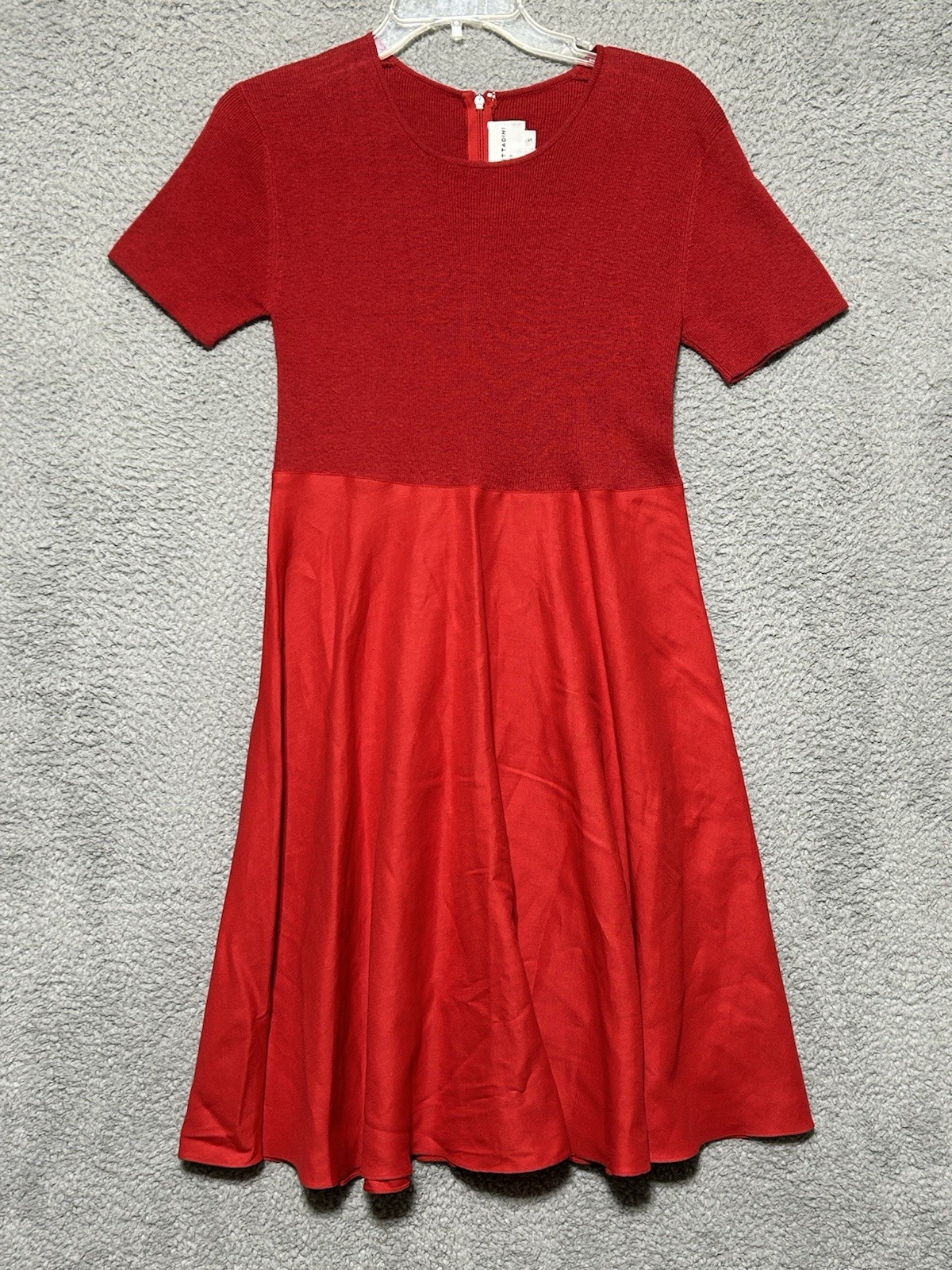 Vntg Adrienne Vittadini Dress Saks Red Sz S Knee Length Linen Blend Minimalist