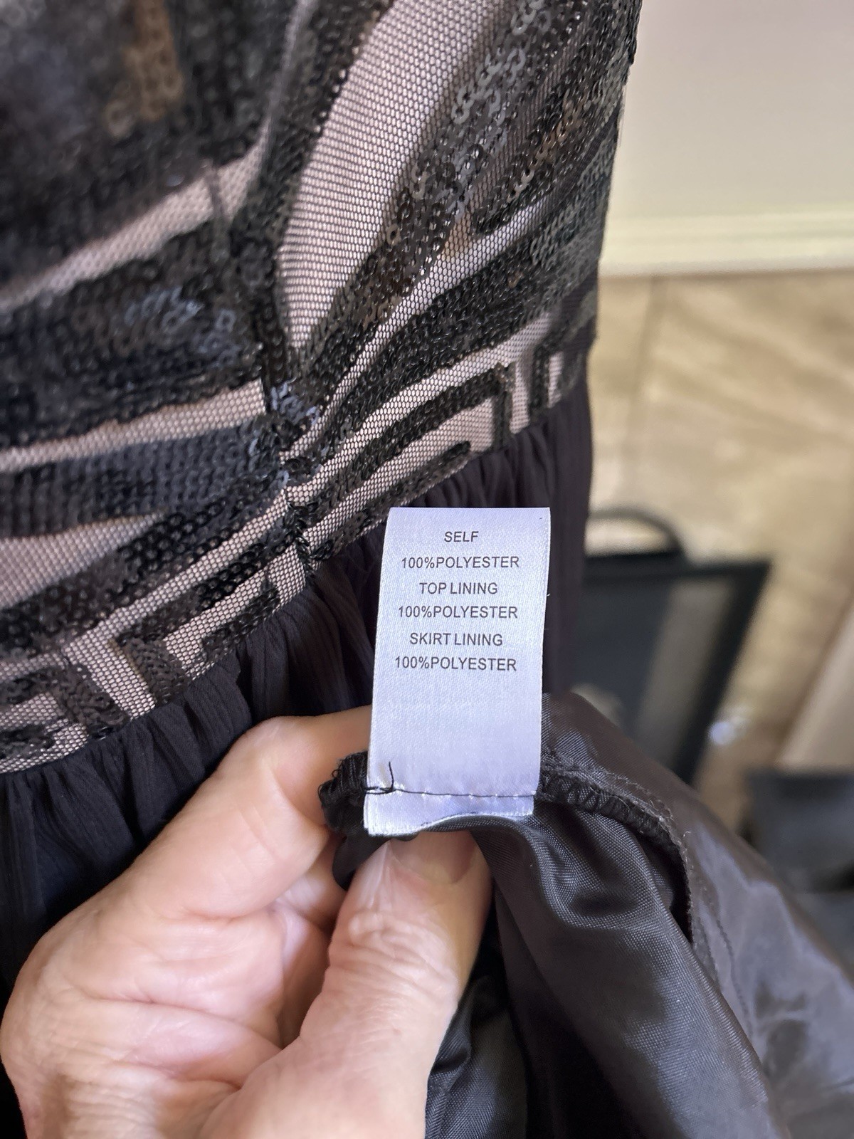 DECODE 1.8 sequin bodice flowing maxi dress – black – sz 4