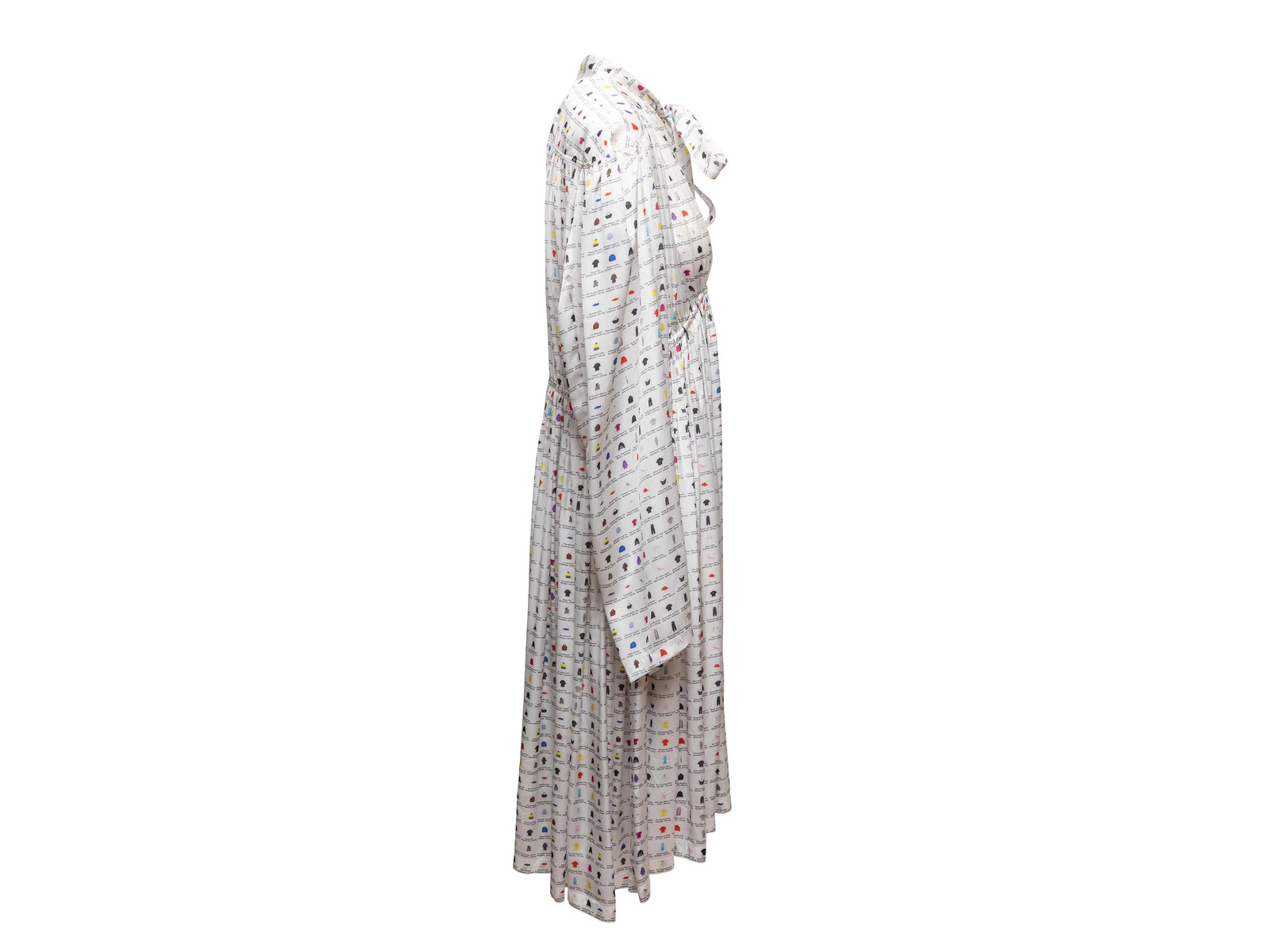 White & Multicolor Balenciaga Spring/Summer 2022 Allover Print Dress Size US L