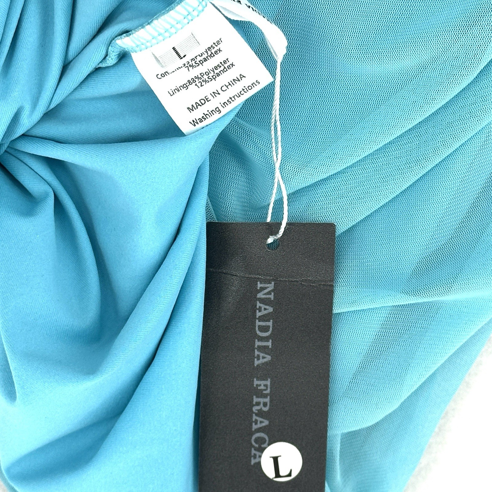 Nadia Fraca Ruched Strapless Mini Dress Turquoise Bodycon NWT L