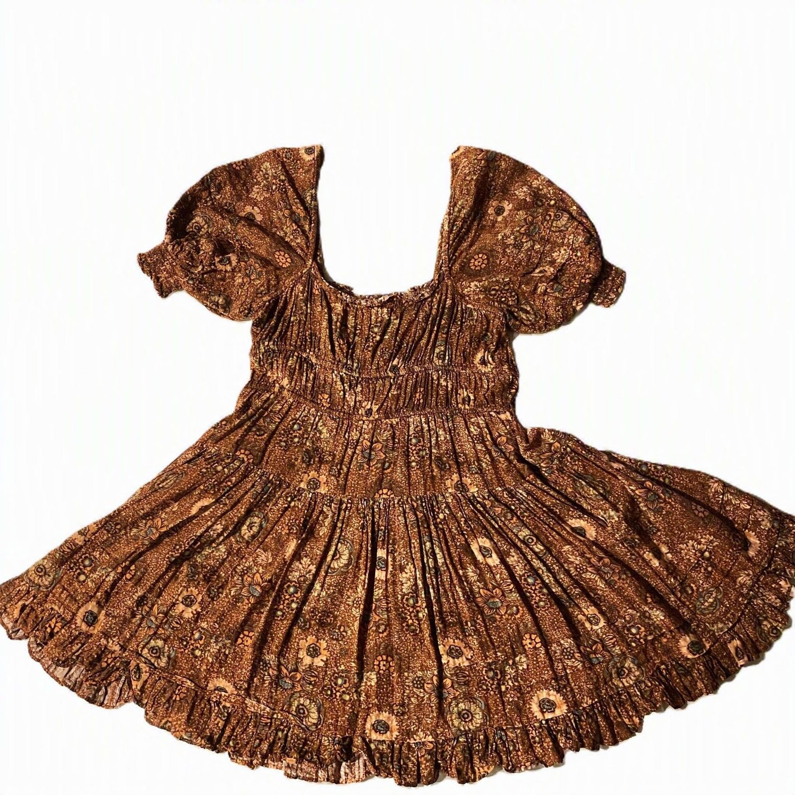 Ulla Johnson Juniper Mini Dress Rosebud Floral Smocked Cottagecore Boho Size 2
