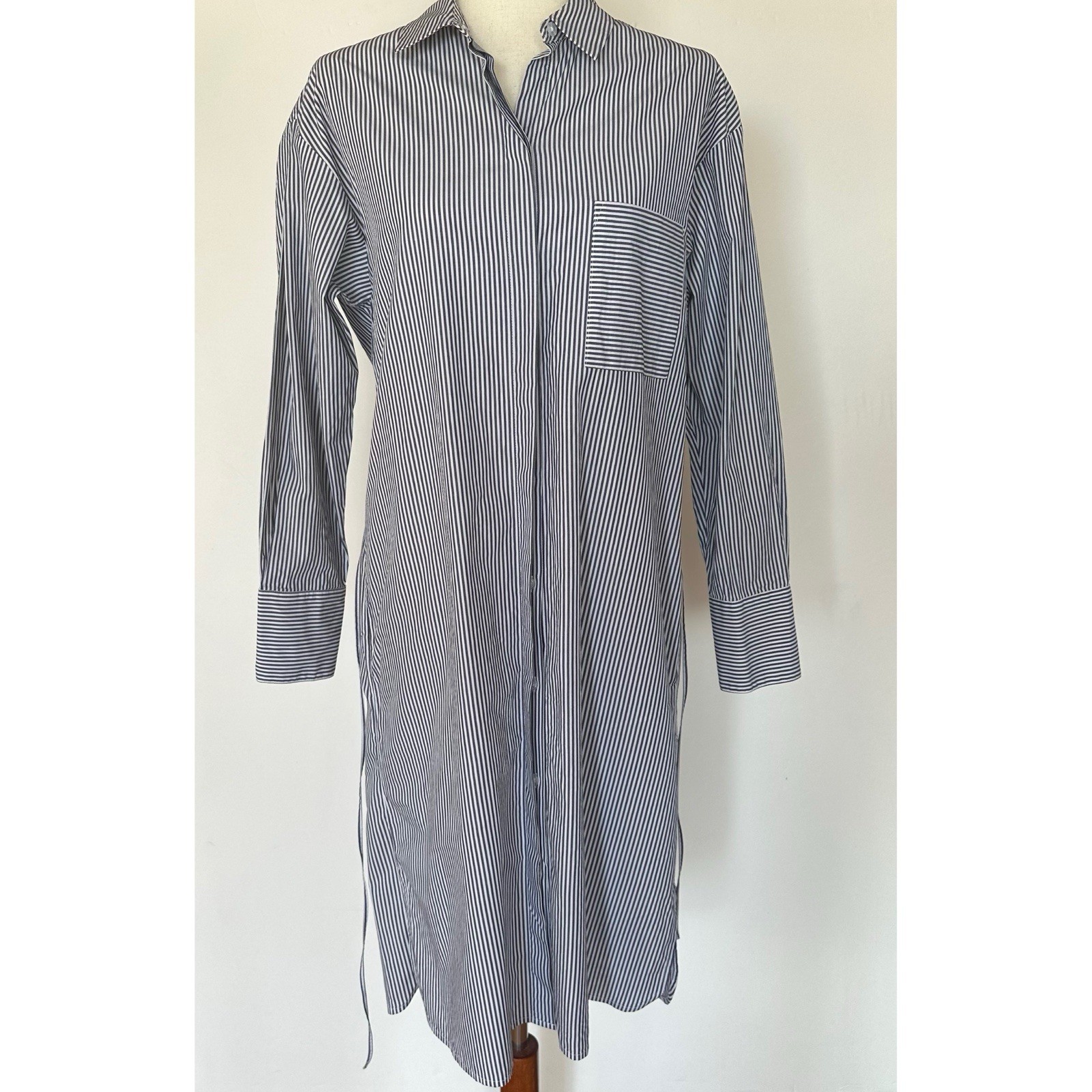 Guideboat Co. Preppy Nautical Blue Striped Shirtdress Button Front Dress Size 6