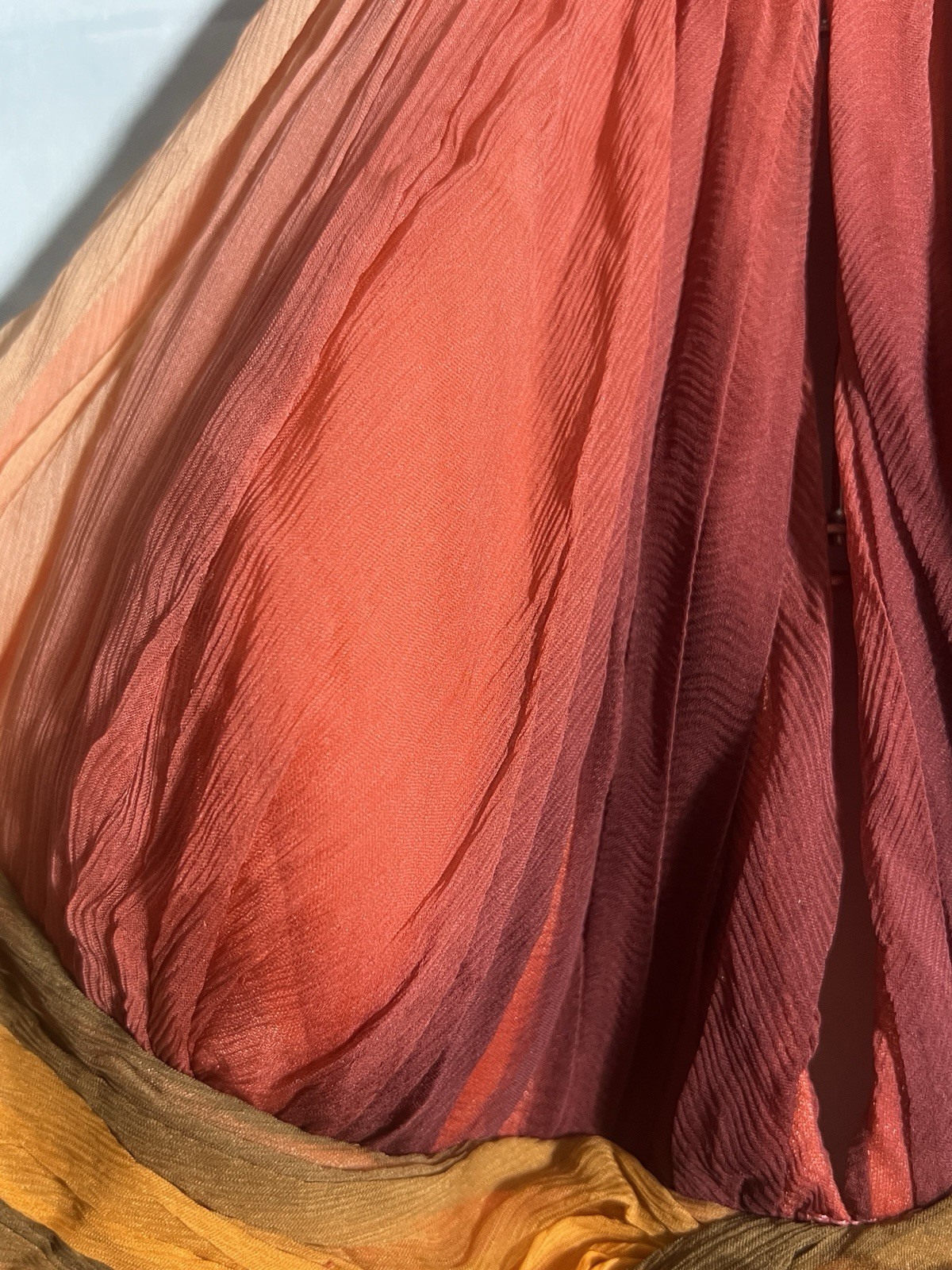 Dave & Johnny Vtg Silk Dress Sz 8 Sunset Ombre Pleated Maxi Ethereal Fairy Prom