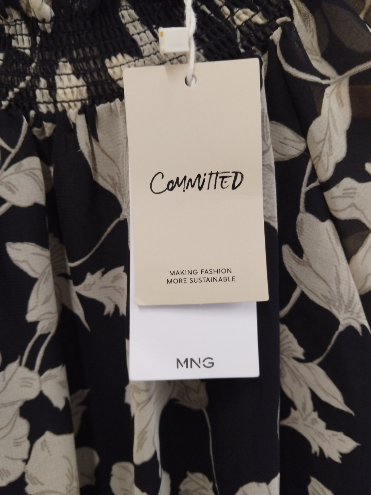 BNWT Mango MNG Committed Black Cream Floral Print Lined Dress Size 12 RRP £39.99