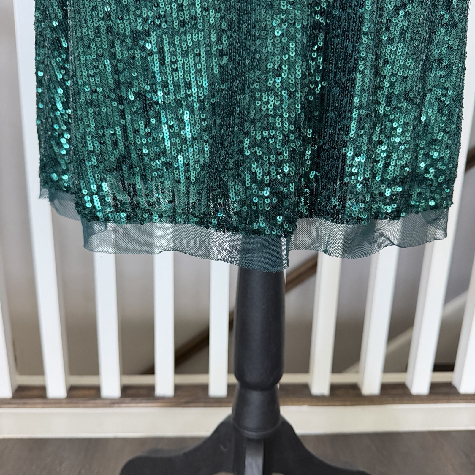Free People Green Sequin Mini Dress Chemise Gown Bow Medium Whimsigoth Party