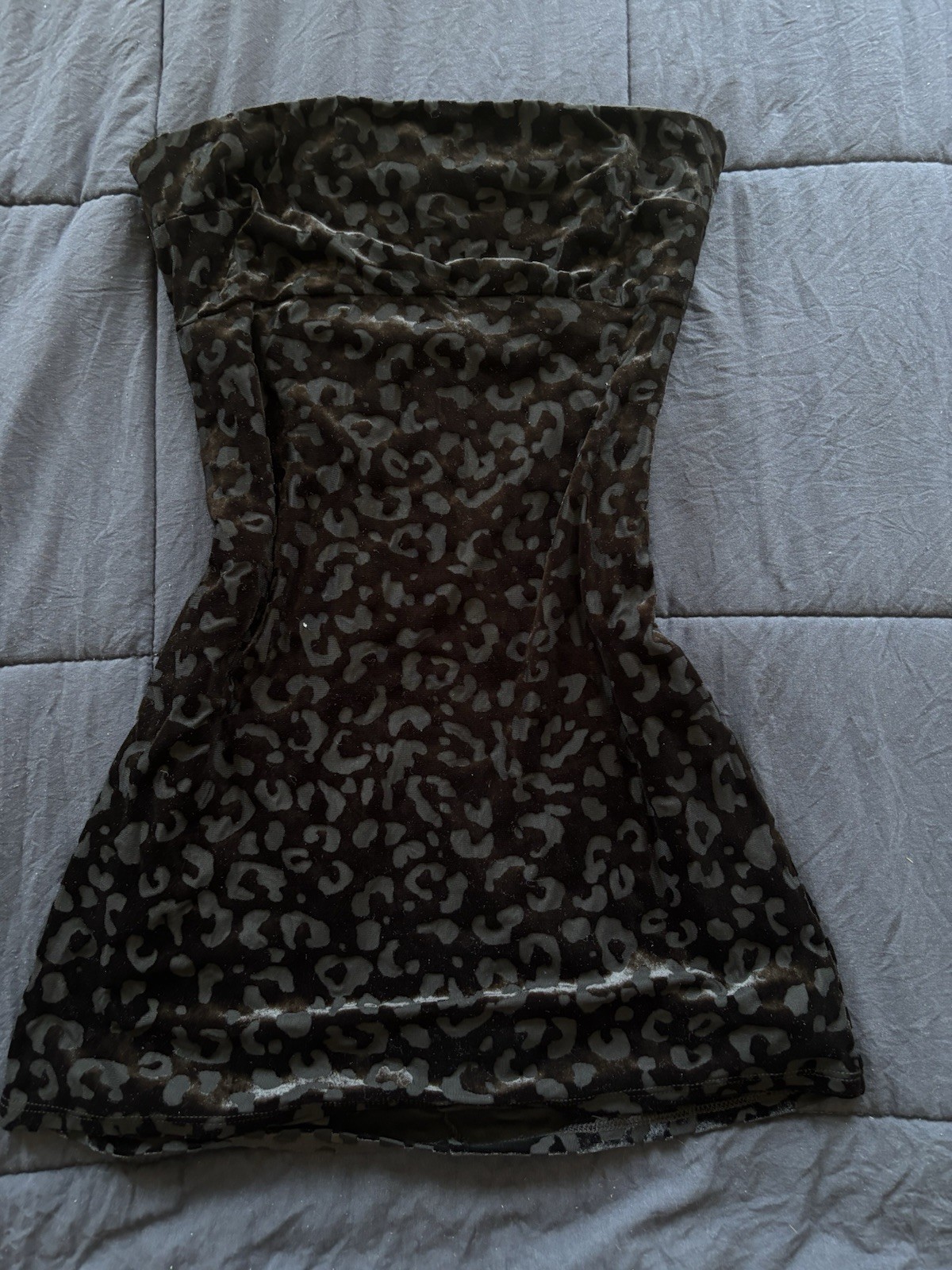Silence + Noise Strapless Leopard Print Bodycon Mini Dress Black/Gray S/P