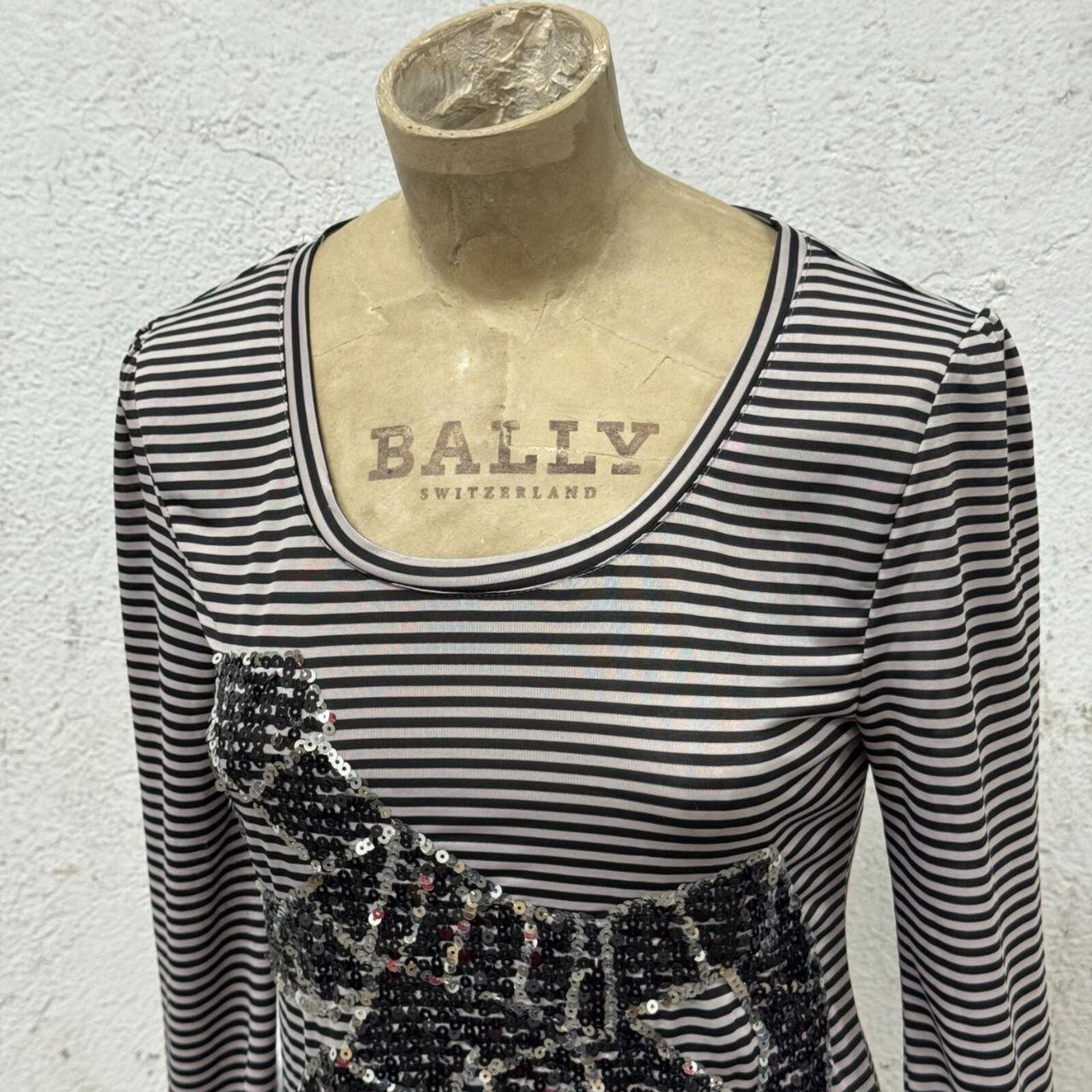 Y2K Vintage Sequin Bow Striped Mini Dress