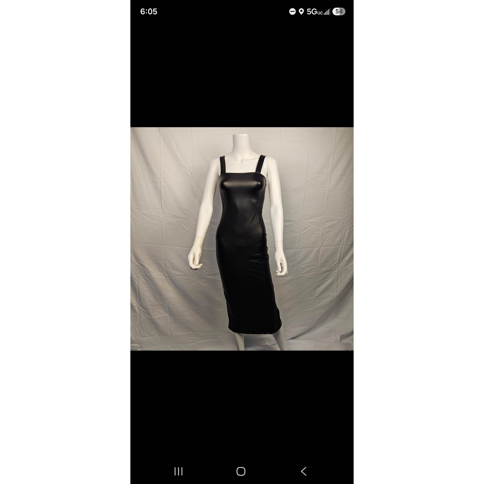 SHEIN SXY Black Faux Leather Square Neck Bodycon Midi Dress Small New