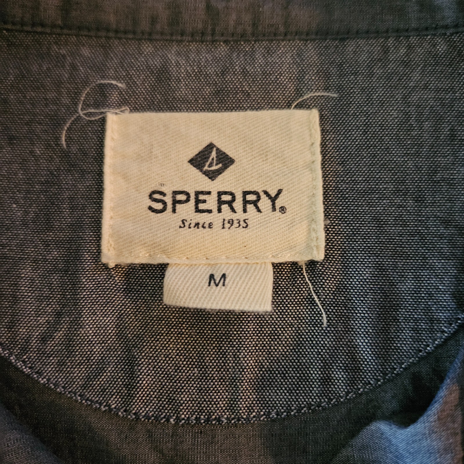 Sperry Top-Sider Womens Chambray Denim Shirt Dress Drawstring Waist Blue Med