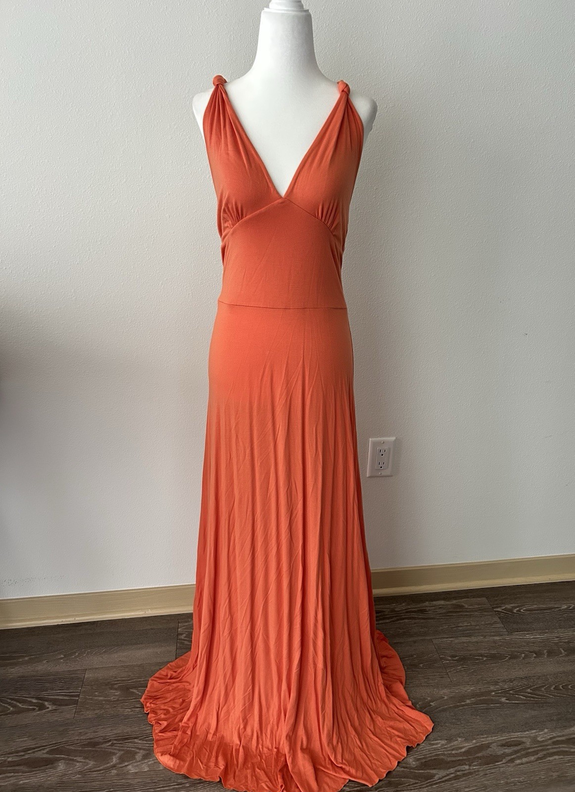 Vintage Spiegel Orange Drop Waist Maxi Gown Y2K Vacation Feminine Romantic Fairy