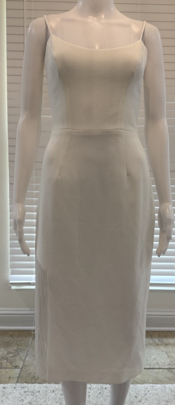 Dress the Population Rory Midi White Fringe Dress SizeS