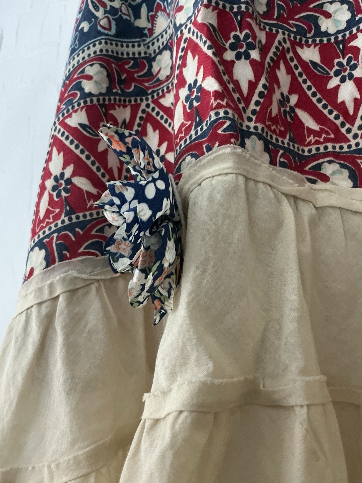 Unbranded Boutique Dress M Patchwork Ruffled Shift Mini Boho Cottagecore NWOT