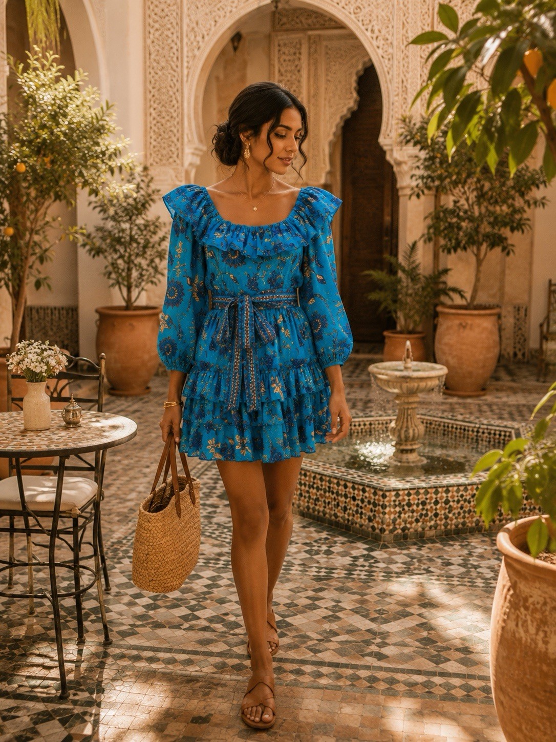 Ulla Johnson “Giselle” Teal Blue Floral Puff Sleeve Mini Dress – Sz 2