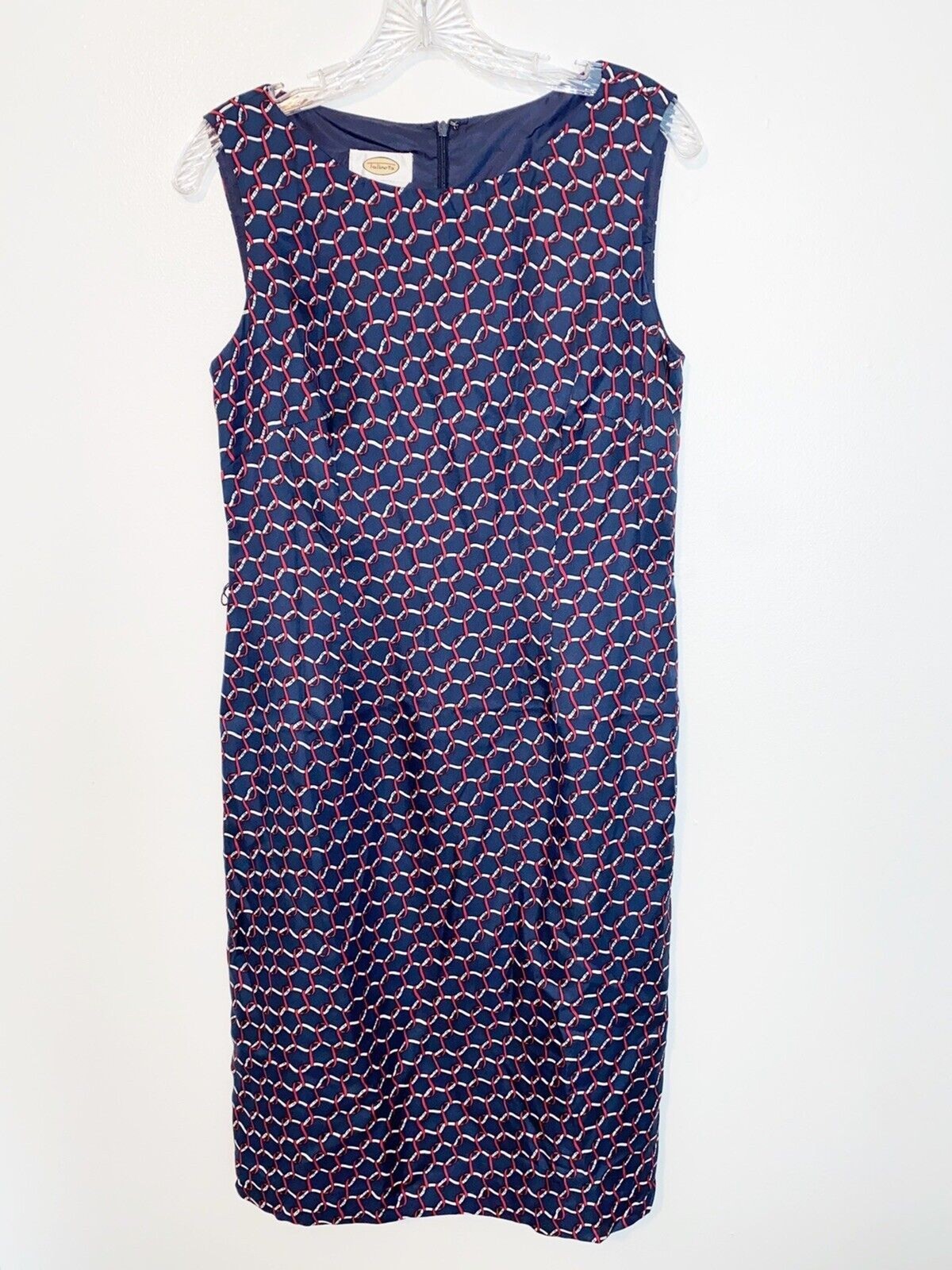 Talbots Pure Silk Dress Blue Red and White Career Dress Size 6