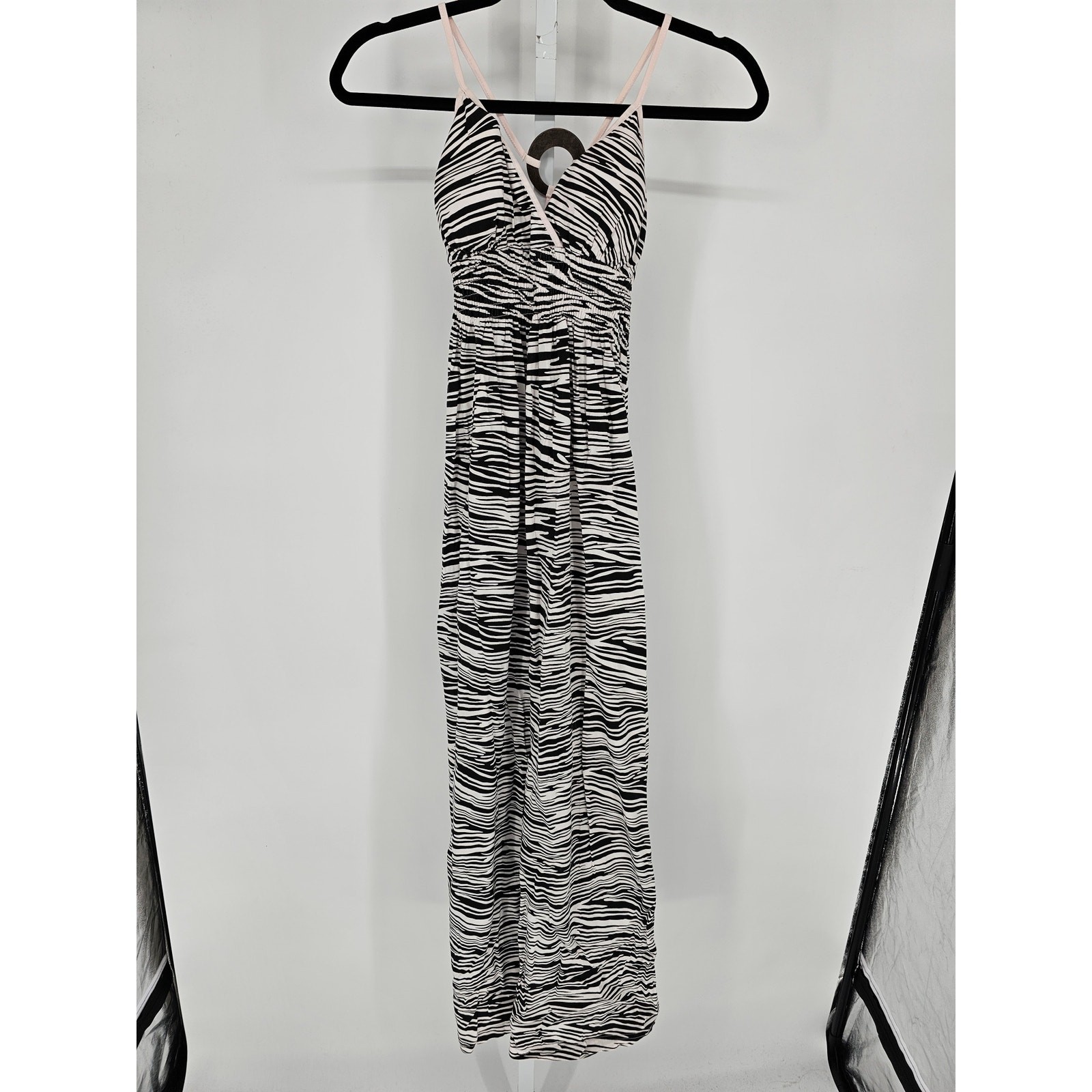 Vintage Y2K Energie Womens Sz L Maxi length Dress Zebra Animal Print