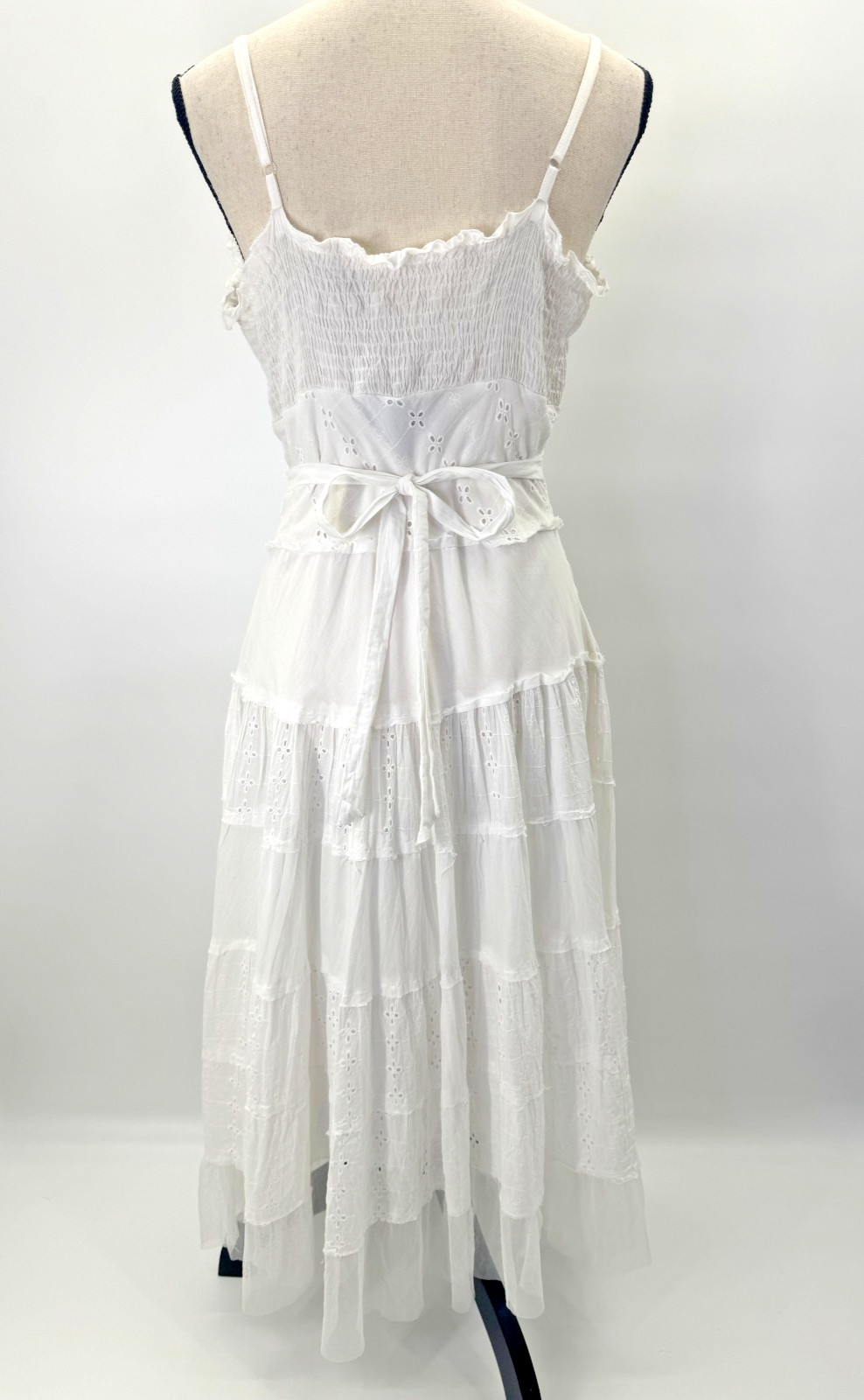 VTG Y2K Connected Apparel Cottagecore Midi Dress Medium Babydoll Tier Layer Mesh