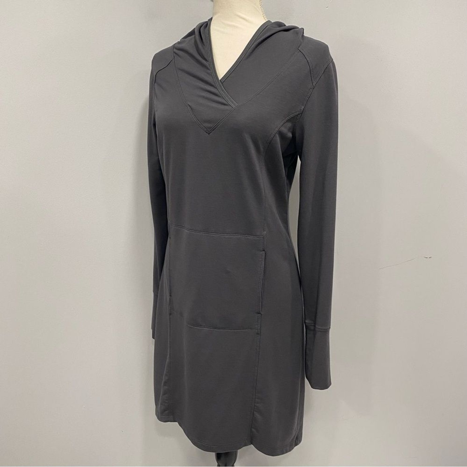 LOLE M Gray Hooded Tunic Lightweight Sweatshirt Dress Outdoor Camp Hike Nature