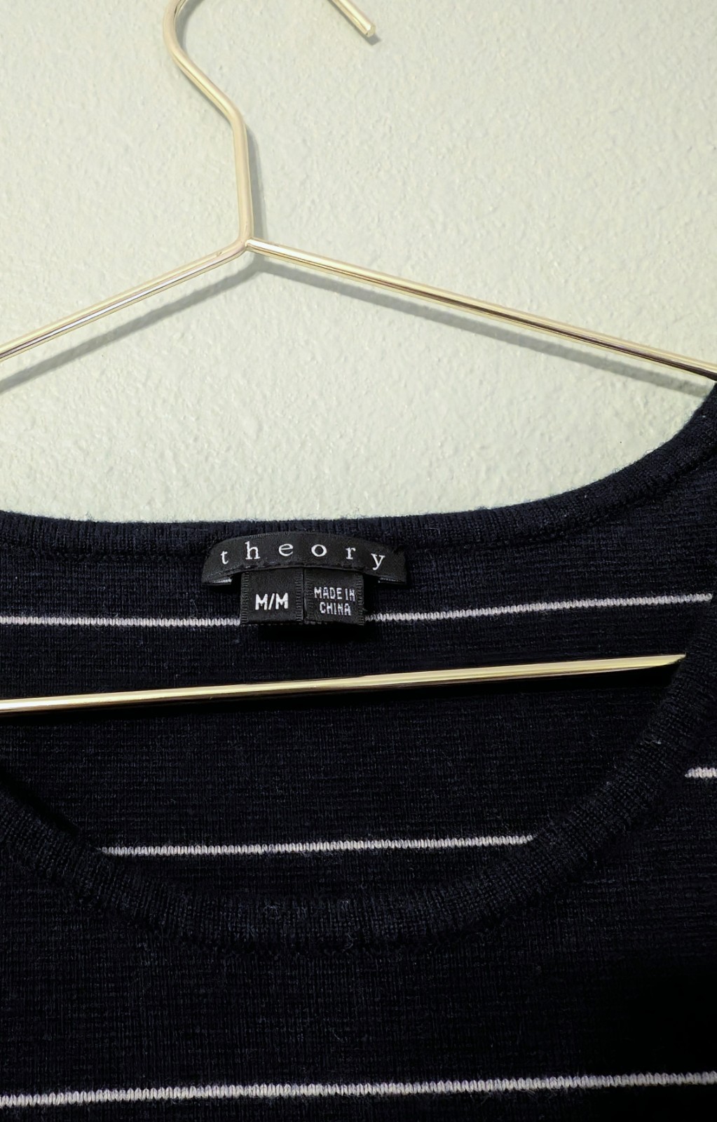 Theory Striped Mini Tank Dress S Navy Blue White Knit Wool Blend Nautical Preppy