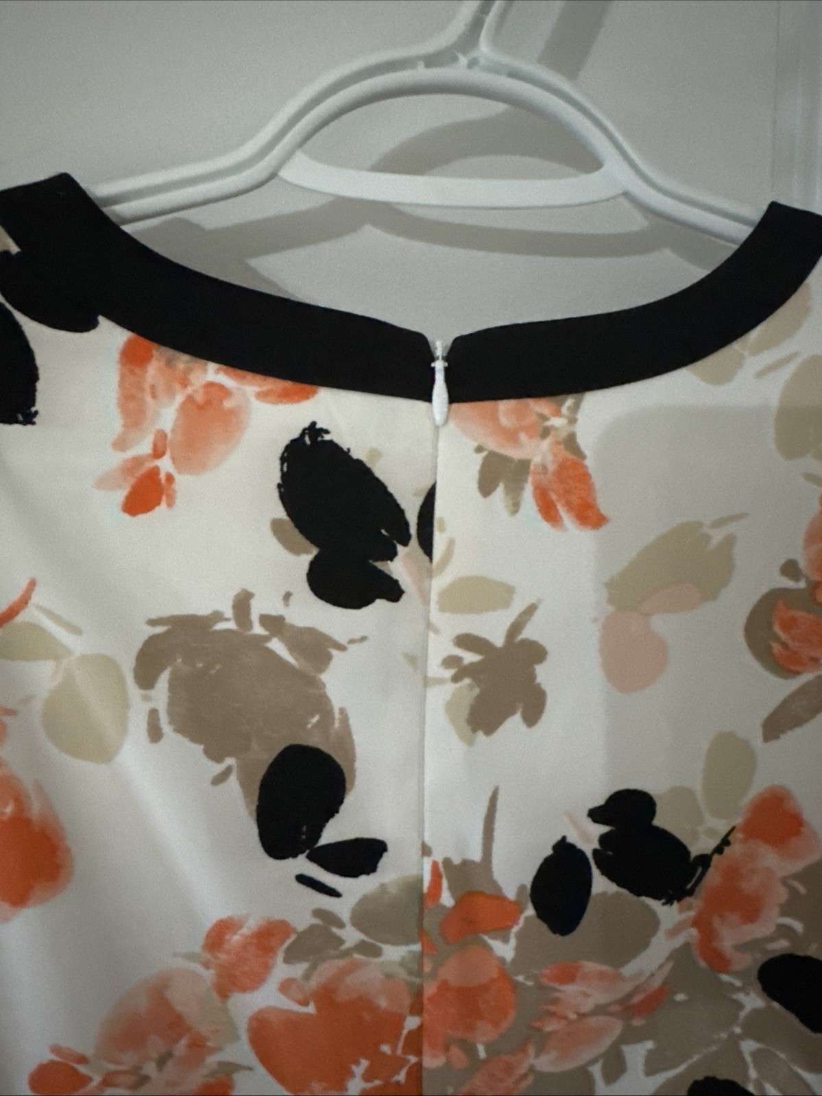 London Times sz 14 Sheath Dress Floral Orange Black Midi Guipure Lace Trim NWT