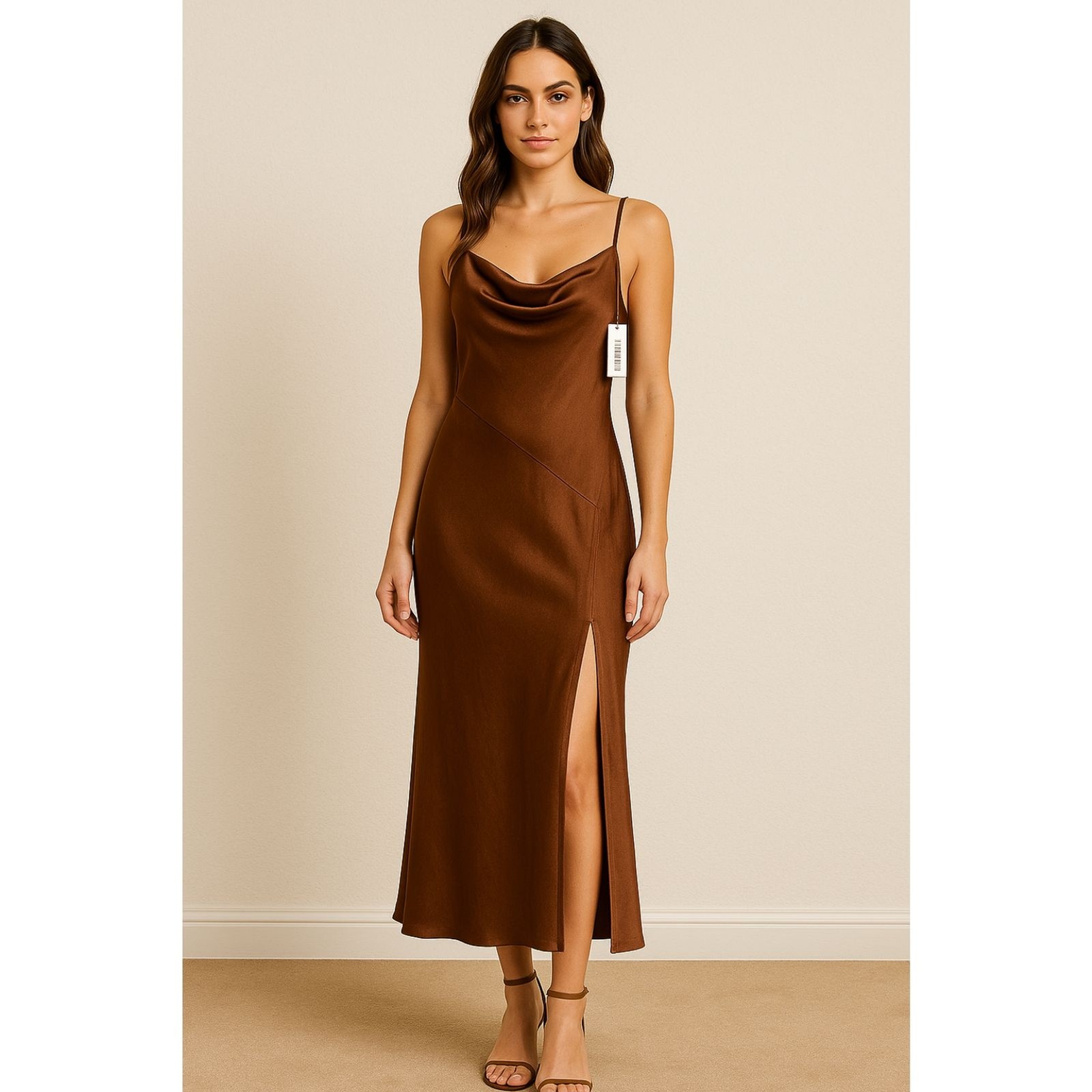 Selfie Leslie Chocolate Satin Slip Dress XS – NWT