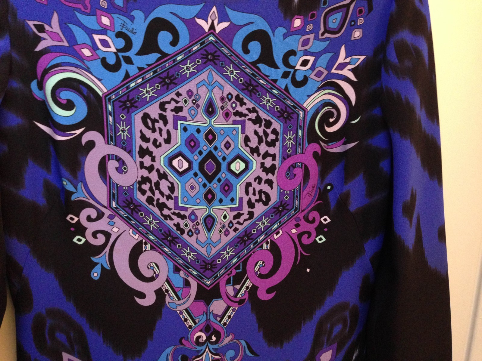 NWT $3800+ Auth Pucci gown blue purple pink mint black long sleeves IT 40 US 4