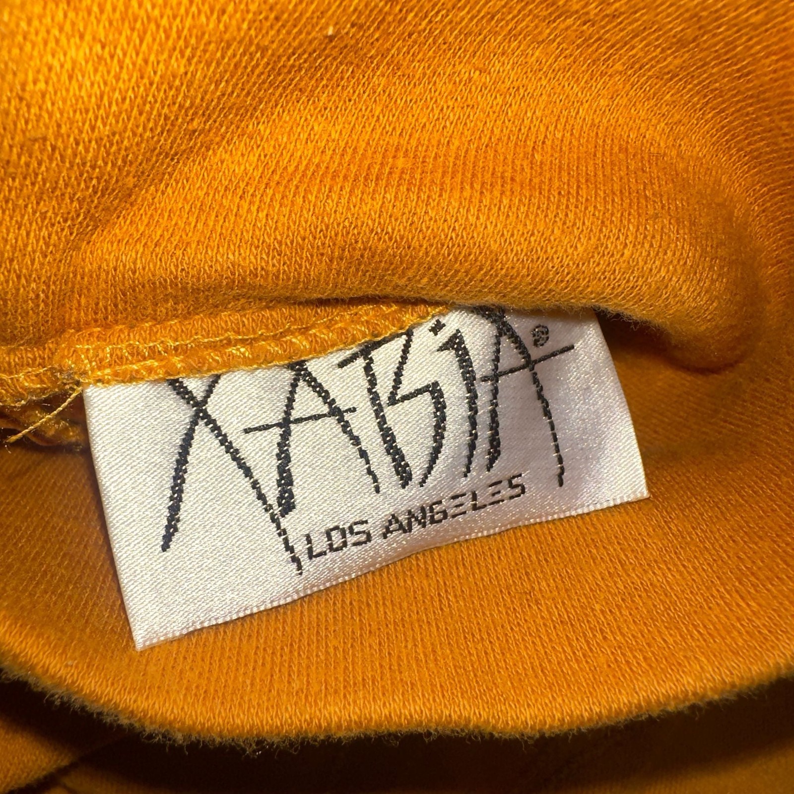 Xabia LA Mustard Yellow Long Sleeve Mock Neck Dress with Genuine Suede Trim