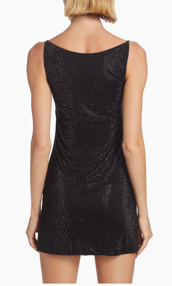 Black Versace Rhinestone Sleeveless Crystal-Embellished Min Dress Medusa Nwt 40