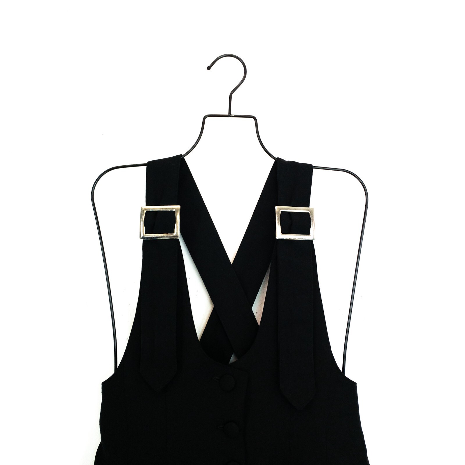 SPORTSTAFF Black Buckle Cross Strap Button Through Pencil Dress – Size 10 IT42