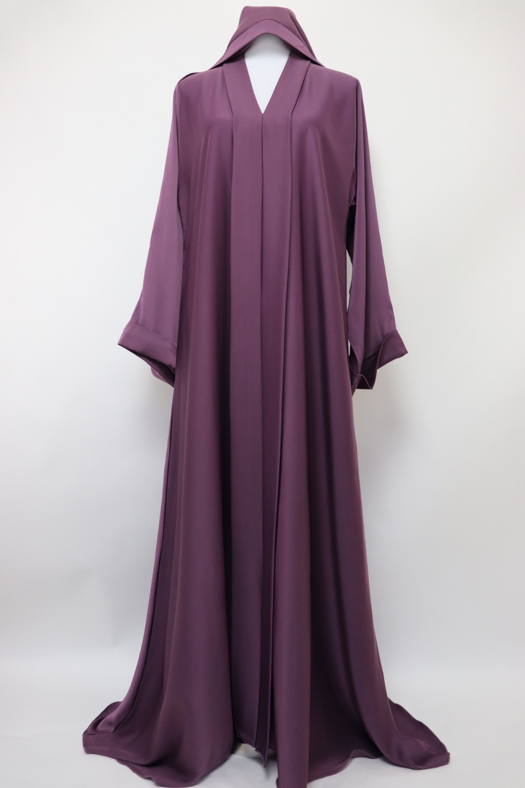 Dubai Abaya Closed Crinkle Semi Flare Umbrella Muslim Modest Dress Iris