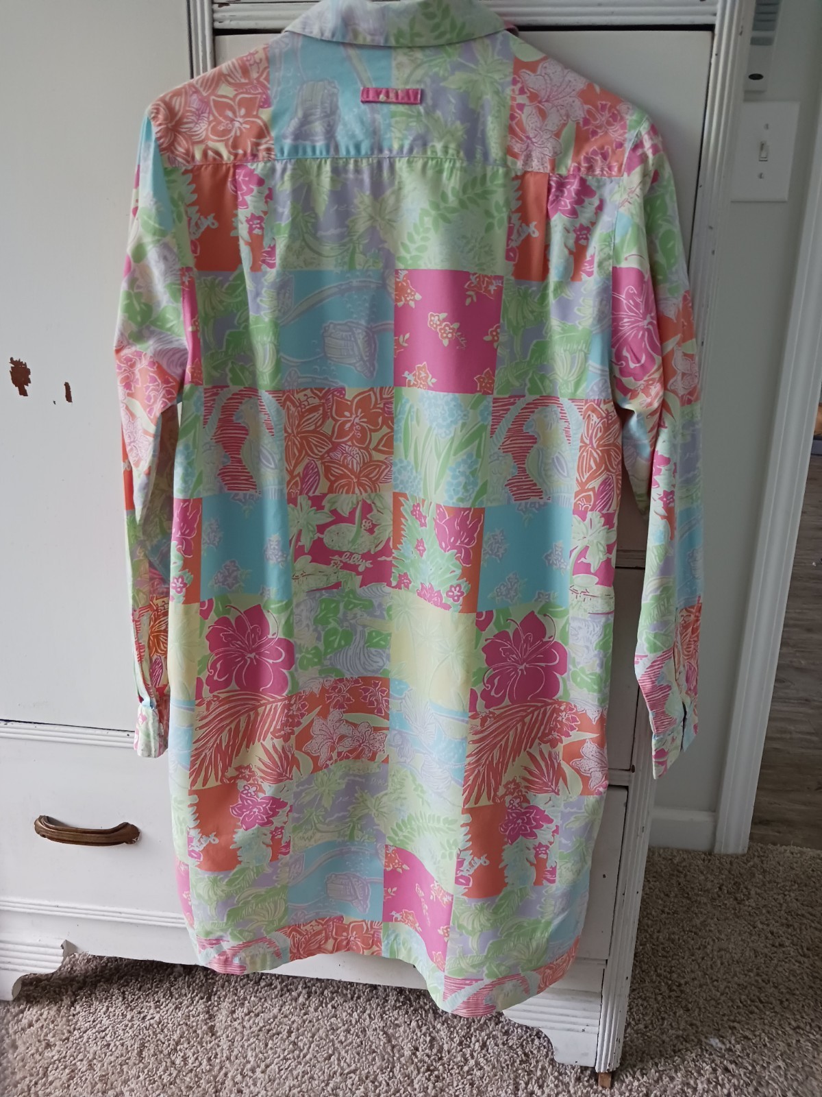 Vintage Lilly Pulitzer White Label Patchwork Dress RARE Tropical