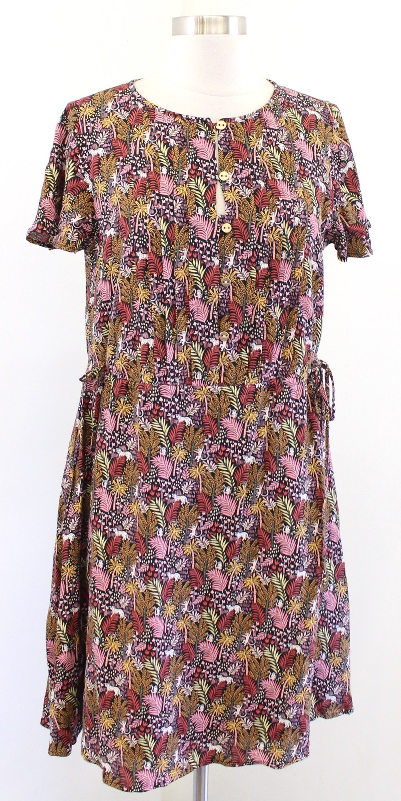 NWT Ann Taylor Loft Jungle Animal Print Short Sleeve Casual Dress Size S Leopard