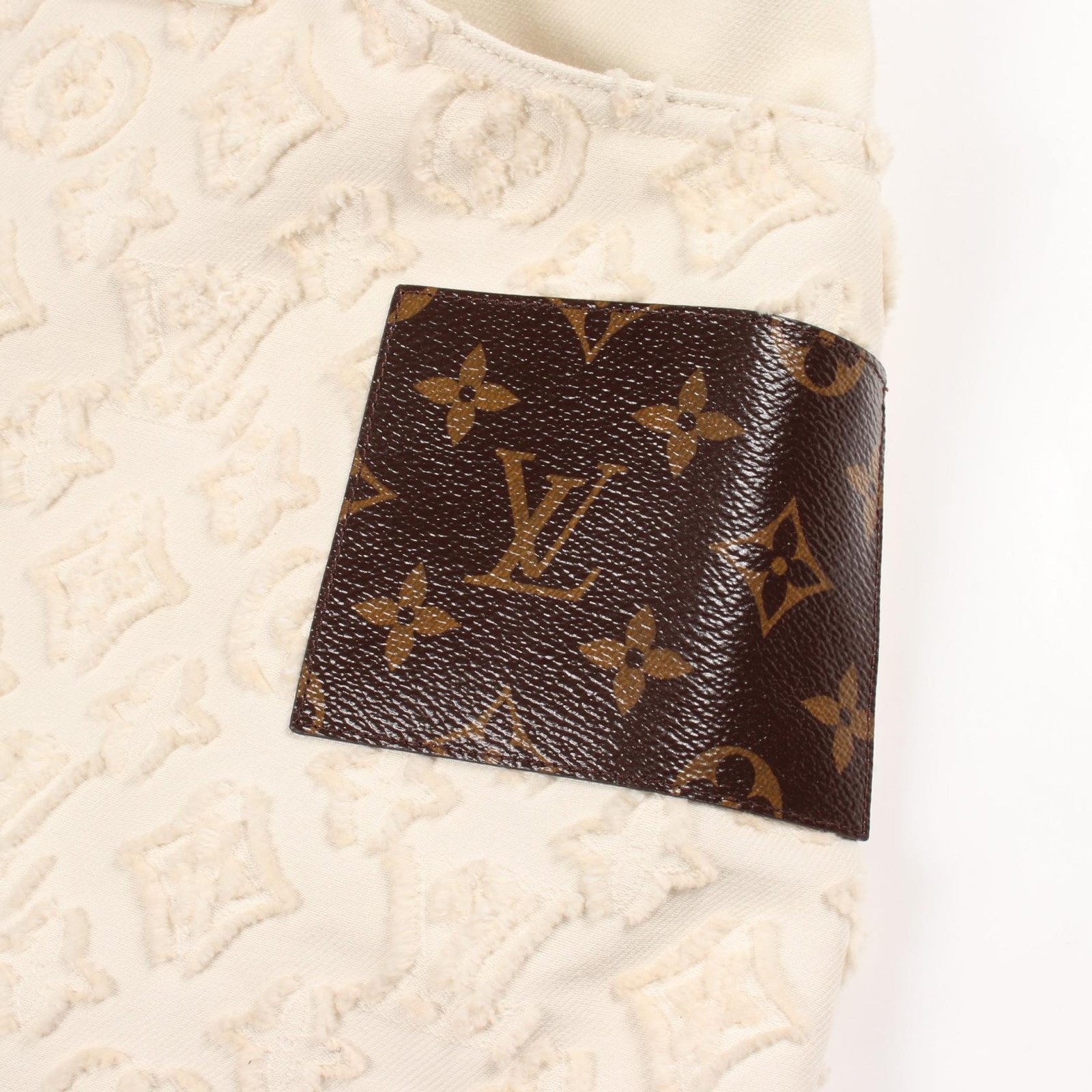 LOUIS VUITTON Monogram Fill Coupe Zip-Up Dress #40 cotton White Used Women