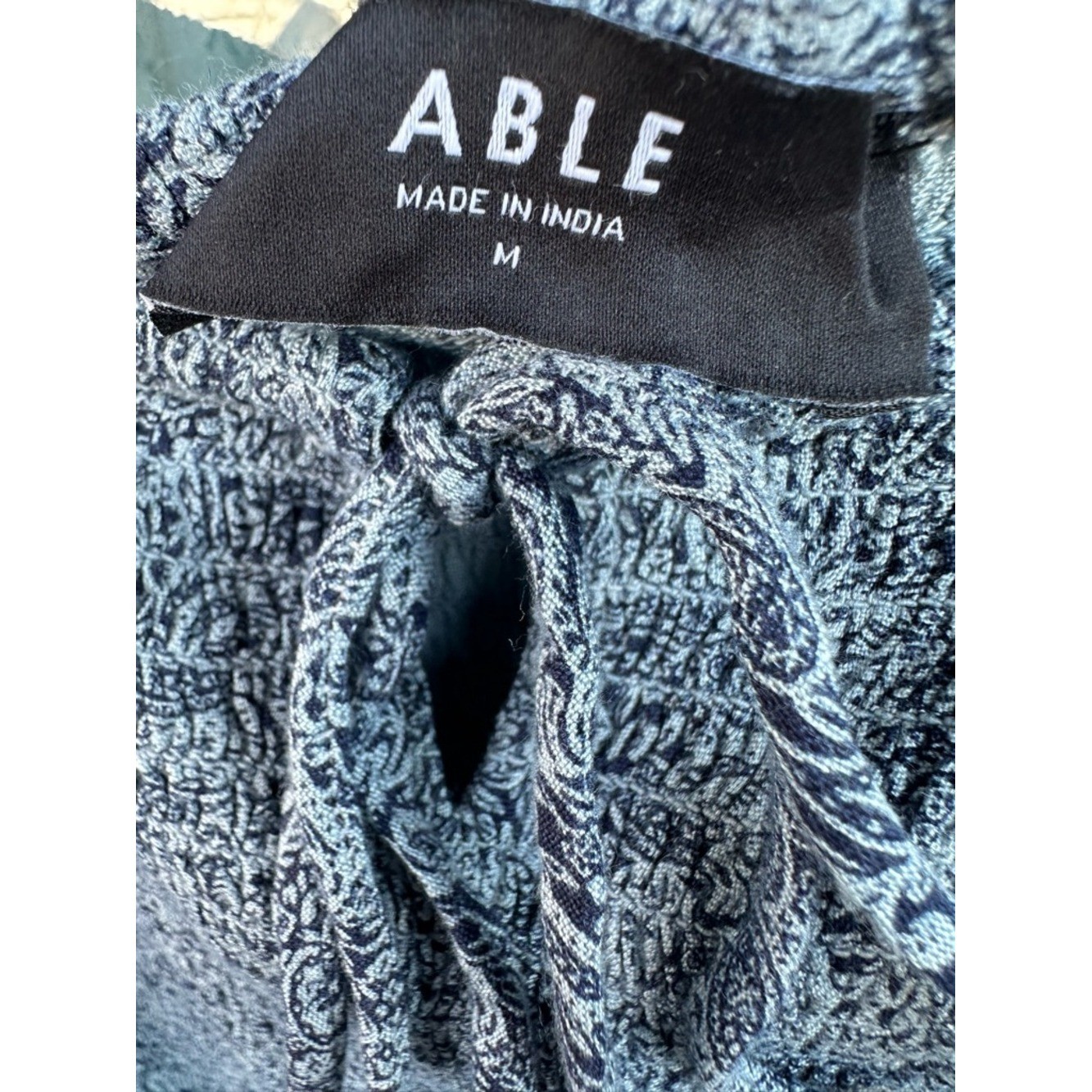 ABLE Blue Paisley Smocked Long Sleeve Tiered Viscose Maxi Dress – Size Medium