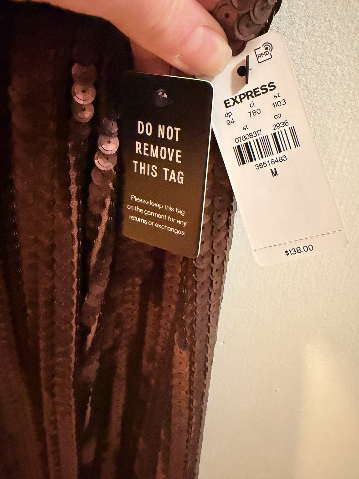 Express Sequin Halter Neck Open Back Midi Sheath Dress NWT Medium Bronze Brown