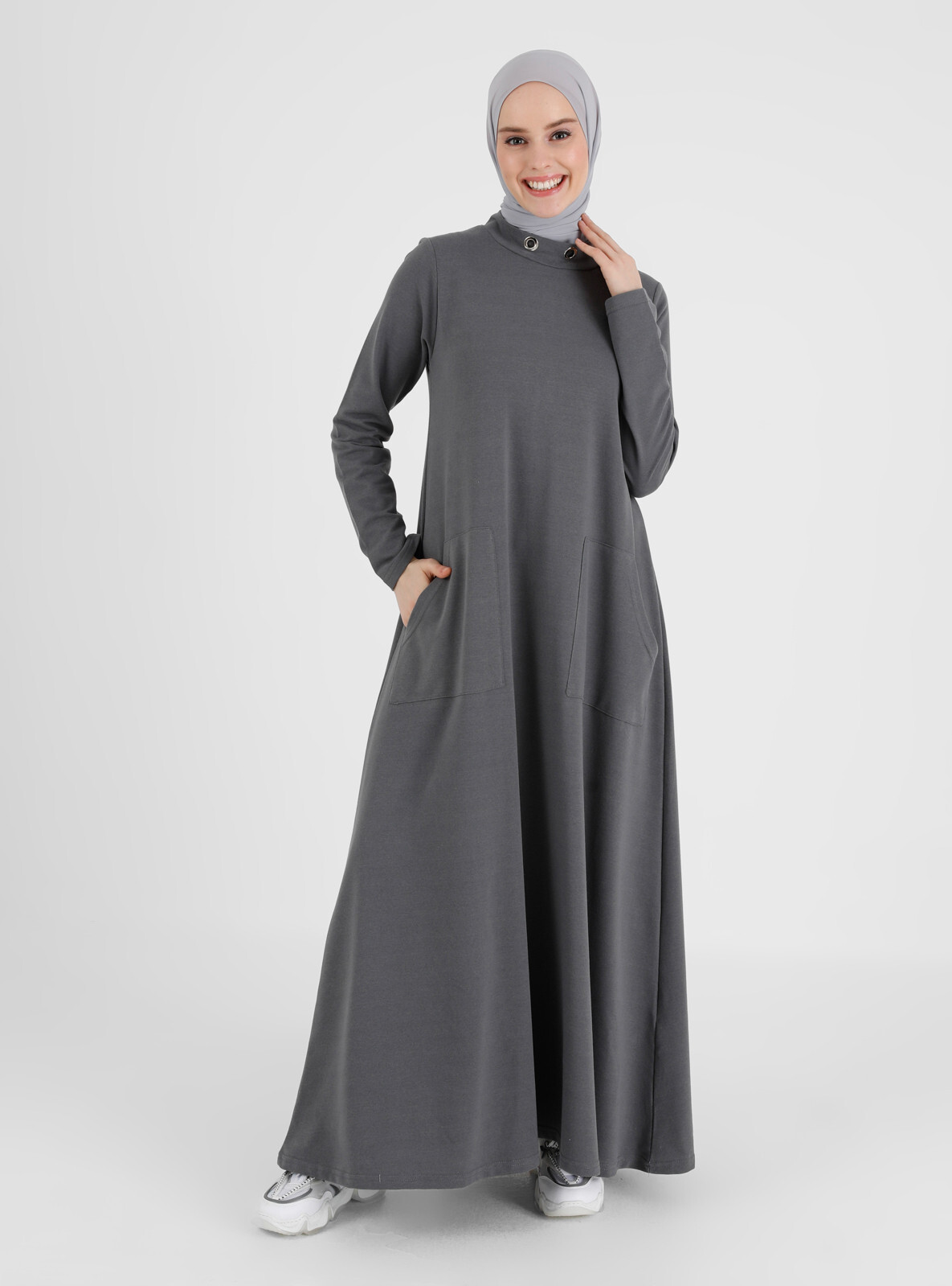 Refka Unlined Crew neck Unlined Modest Dress Anthracite size S