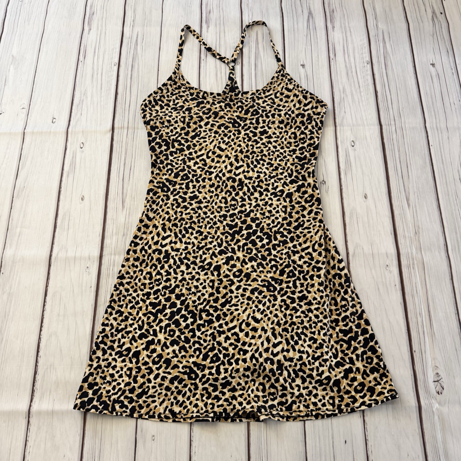 Outdoor Voices Leopard Print Built-In-Shorts Athletic Dress Size Small Active