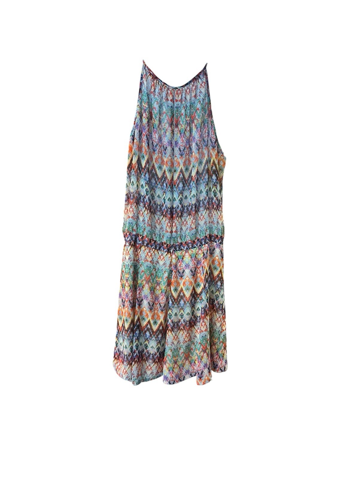 Presley Skye Multicolor Silk Sleeveless Blouson Dress Boho Resort Party Sz XL