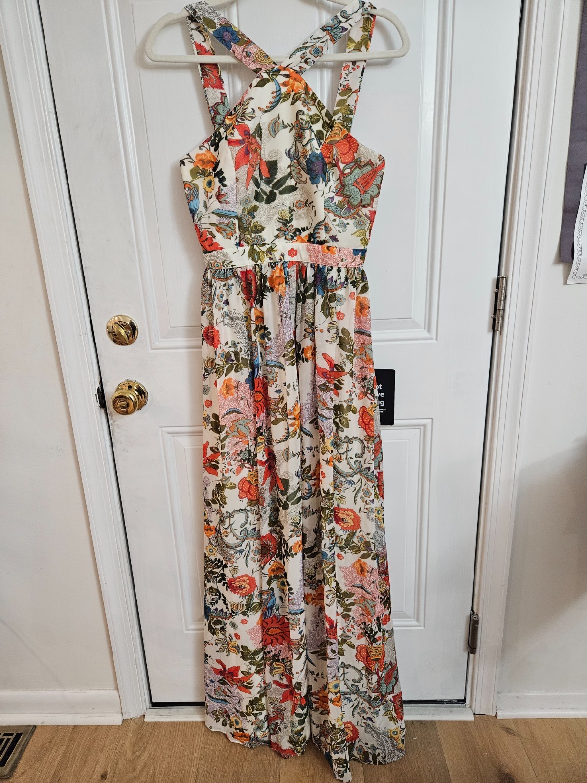 NWT Lulus Lilja Blue&Cream Floral Print Maxi Dress Size Small Classic