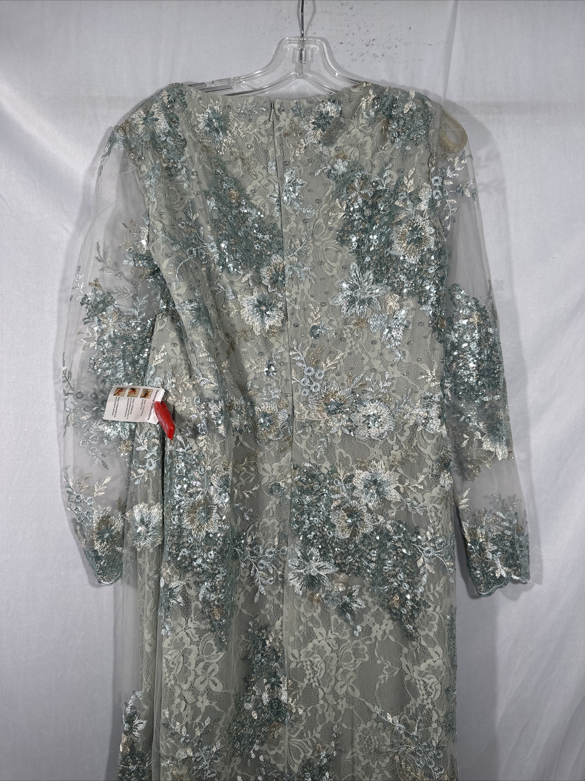 NWT Mac Duggal [ 16 ] 67539 Embellished V Neck Illusion Long Sleeve Gown S791