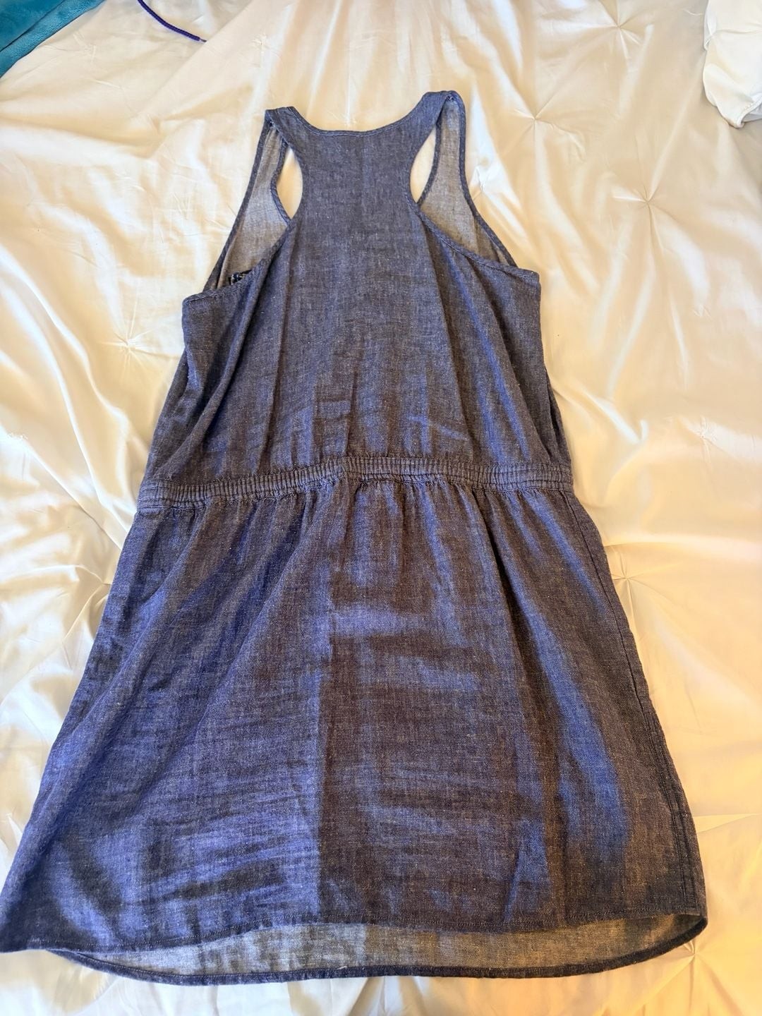Lou & Grey Chambray Racerback Drawstring Waist Tank Dress