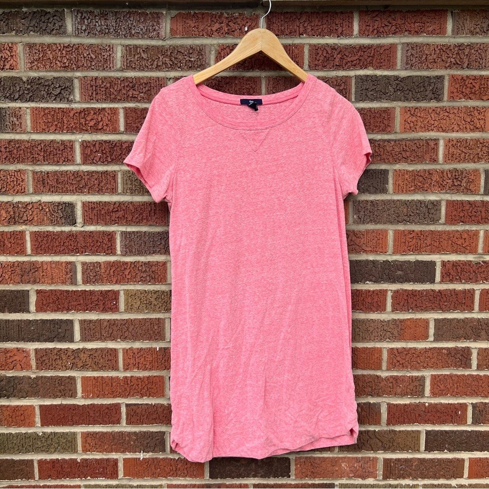 Gap Light Pink Heathered Short Sleeve Tee Shirt Dress