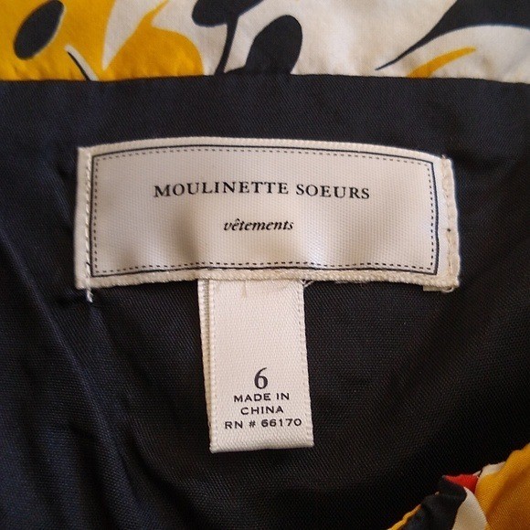 Moulinette Soeurs Anthropologie Silk Floral Halter Dress Black Yellow Lily 6