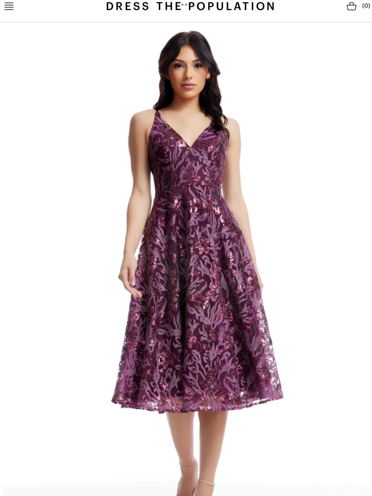 Dress the Population Elisa Sequin Fit & Flare Cocktail Dress, size S