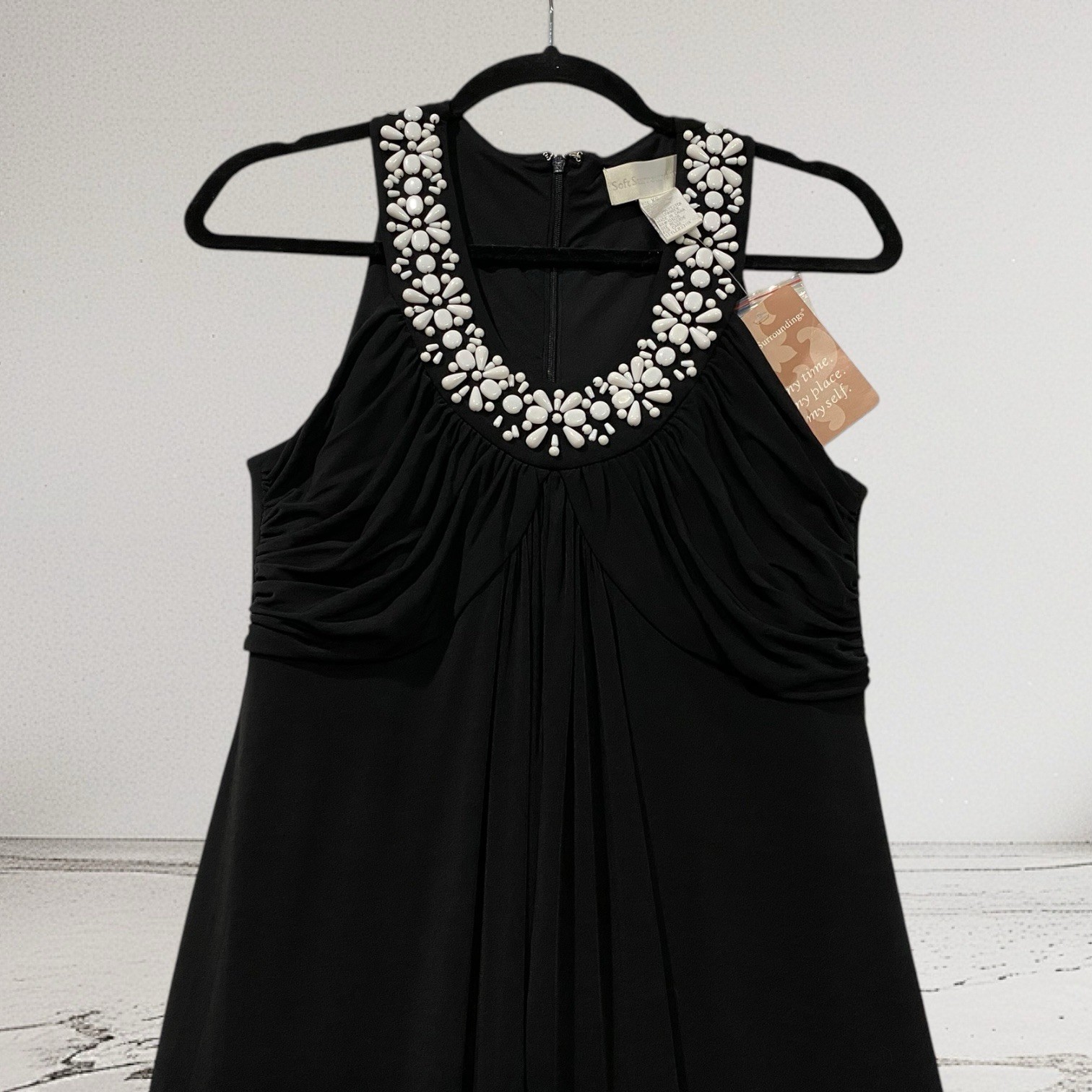 Soft Surroundings Black Beaded Maxi Dress Size XS Elegant Summer Party Event NWT