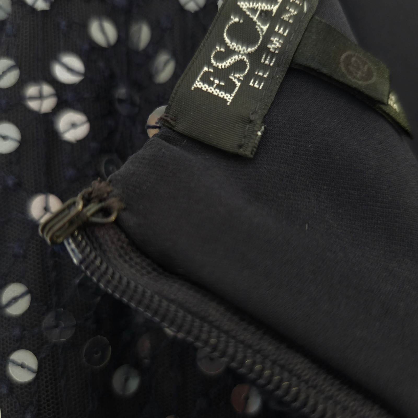Escada Elements Navy Blue Sequin Cowl Neck Maxi Triple Strap Gown EU42 US10