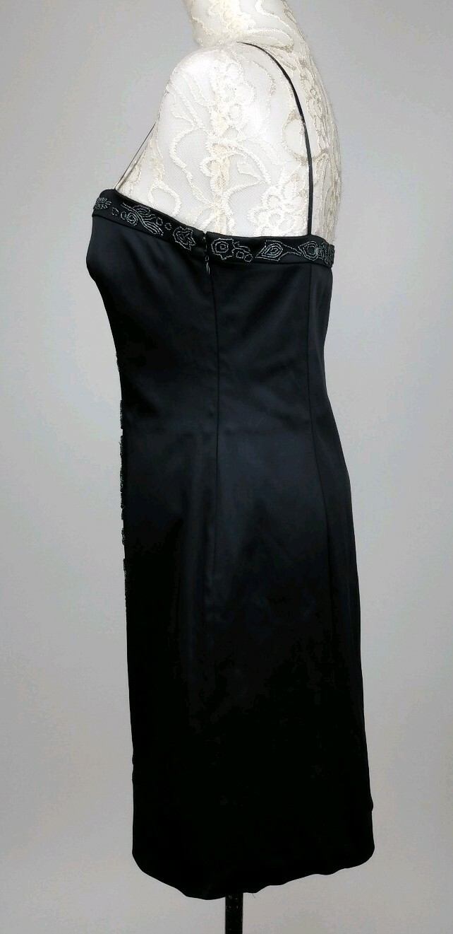 Laundry By Design 3% Stretch Dressy Body-con Beaded Front Dress Size 6 Black