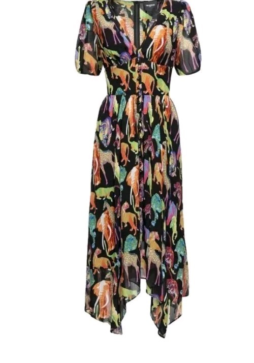 THE KOOPLES Funky Jungle Midi Dress Size One Small Animal Theme NWT