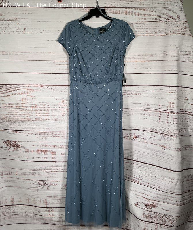 NWT Adrianna Papell Beaded Blouson Gown in Vintage Blue Size 6 Retail $199